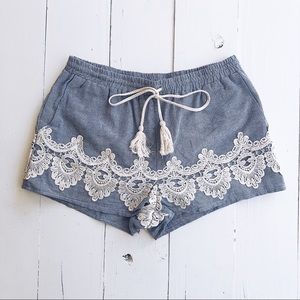 Andree | Blue Lace detail shorts